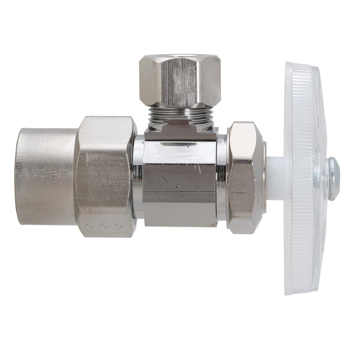 1/2" CPVC x 3/8" OD Compression Chrome Plated Brass (Lead Free) Encore Multi-Turn Angle Stop
