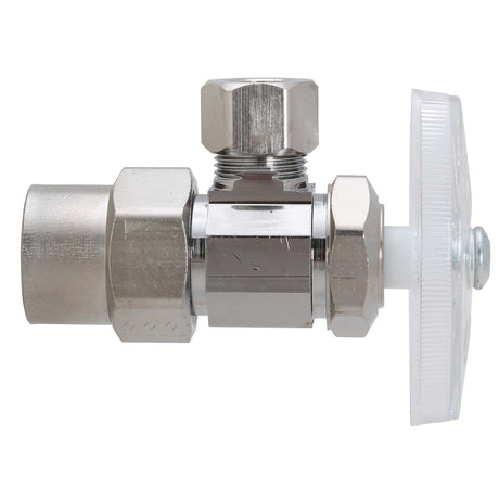 1/2" CPVC x 3/8" OD Compression Chrome Plated Brass (Lead Free) Encore Multi-Turn Angle Stop