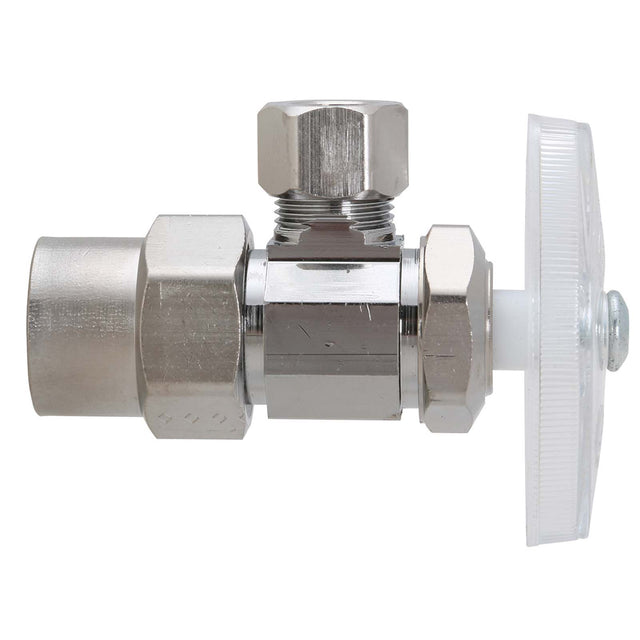 1/2" CPVC x 3/8" OD Compression Chrome Plated Brass (Lead Free) Encore Multi-Turn Angle Stop