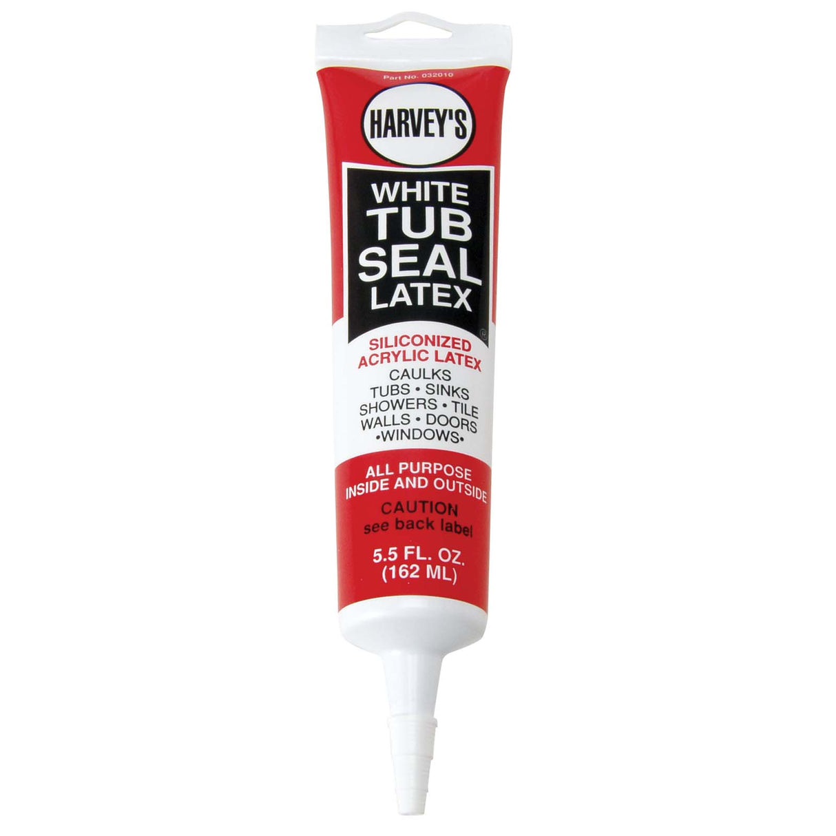 Harvey 032020 Siliconized Acrylic Caulk, 5.5 oz Tube, White