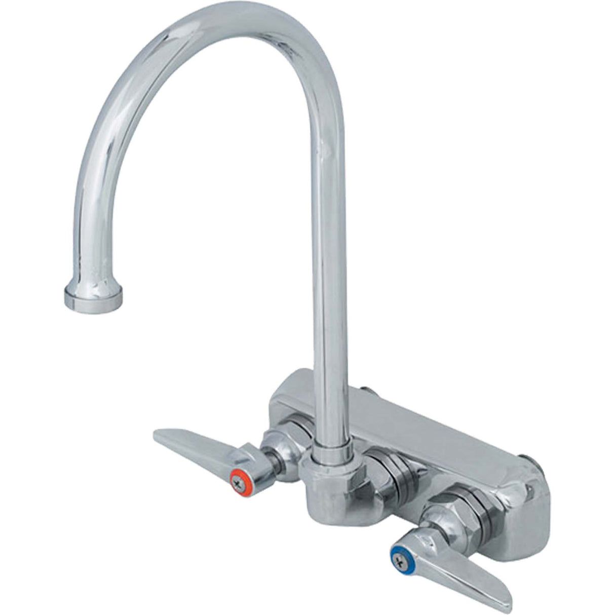 T&S Brass B-1146 Wall Mounted Centerset Commercial Faucet with 4" Centers, Less Spray, Lever Handles
