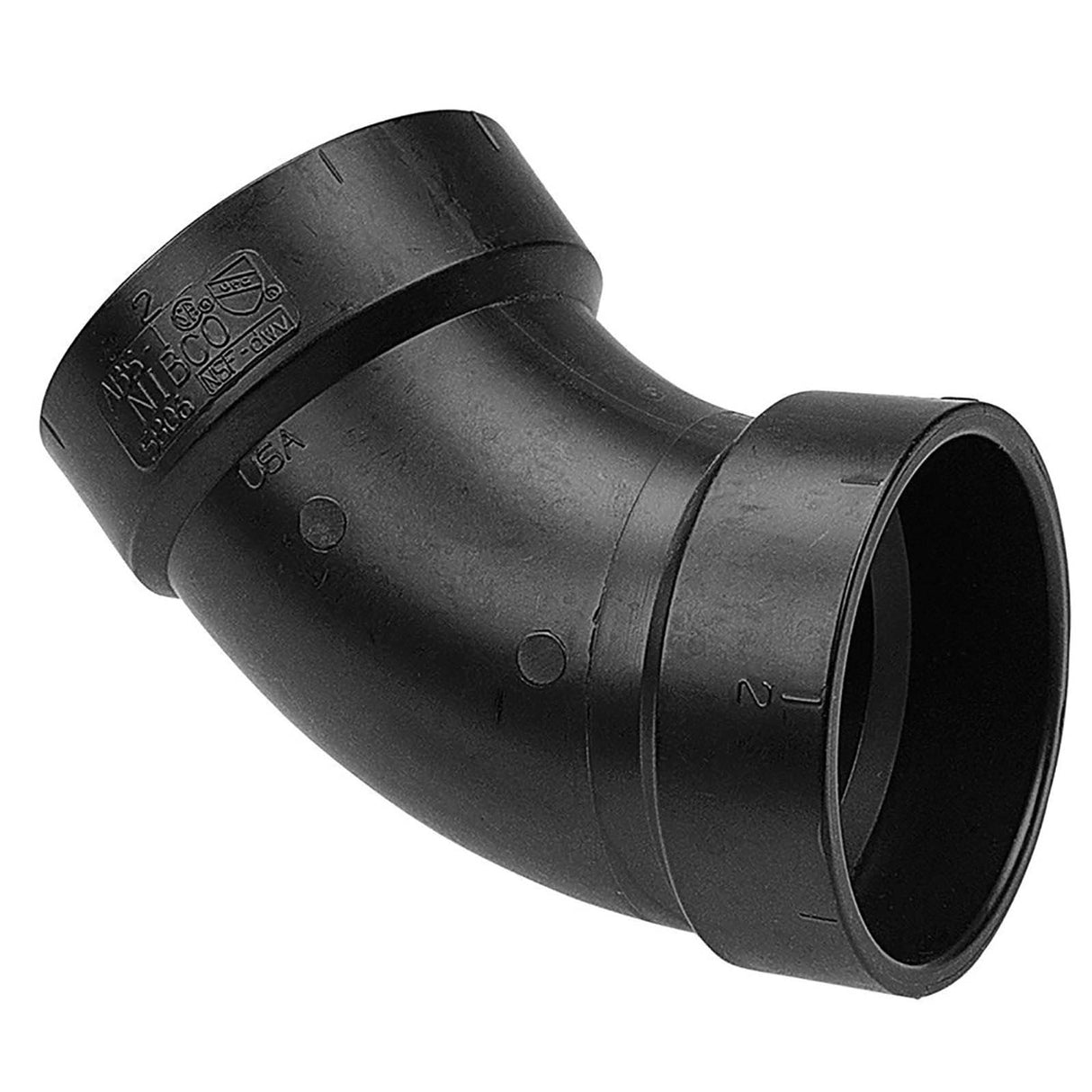 NIBCO I042700 4" Hub SCH 40 DWV 45° Elbow ABS Black
