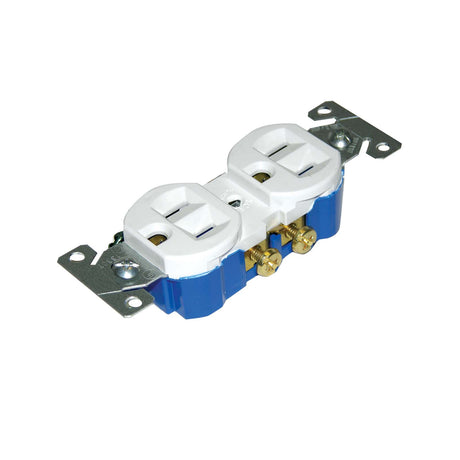 Eaton 270W-BU Duplex Receptacle, White, 120 VAC, 15 A