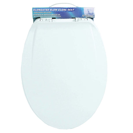 PlumbMaster Approved 41930 White Plastic Economy Closed Front Toilet Seat with Cover, Elongated