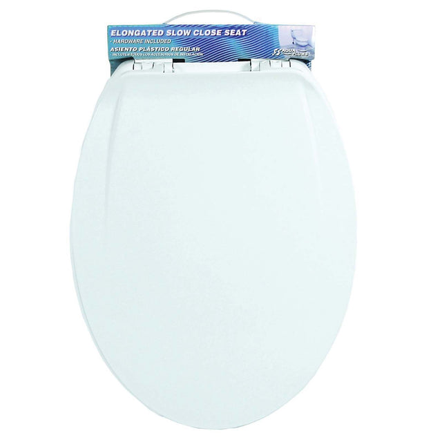 PlumbMaster Approved 41930 White Plastic Economy Closed Front Toilet Seat with Cover, Elongated