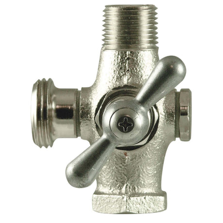 248LF 1/2" x 1/2" FIP x MIP Arrowhead T-Handle Washing Machine Valve Brass Satin/Nickel