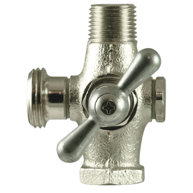 248LF 1/2" x 1/2" FIP x MIP Arrowhead T-Handle Washing Machine Valve Brass Satin/Nickel