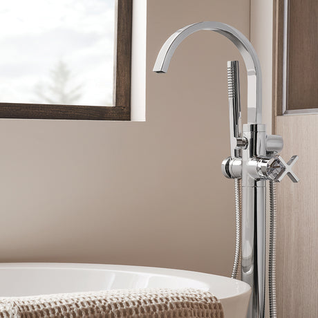Speakman Lura SB-2534 Free Standing Roman Tub Faucet with Cross Handle PC Polished Chrome Finish