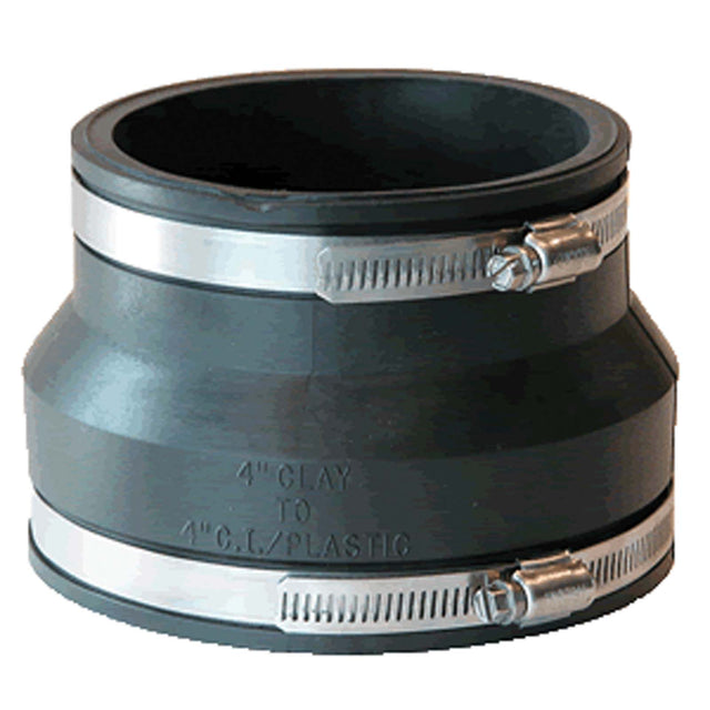 1002-43 Fernco Clay to C.Iron/Sch40 Pl 4"x3" Pipe Size