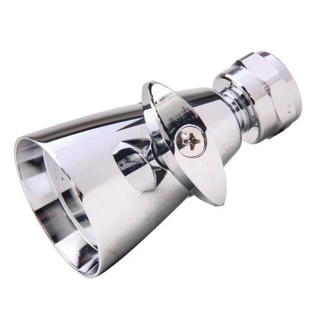 PlumbMaster Approved 80768 Solid Brass Premium Small Style Watersaving Shower Head with Flow Restrict (Retail), 2.5 gpm, Chrome Plated