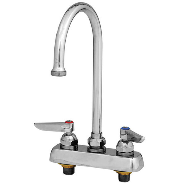 T&S Brass B-1141 Deck Mounted Centerset Commercial Faucet with 4" Centers, Less Spray, Lever Handles