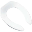 Open Front Elongated Plastic Toilet Seat without Cover, White