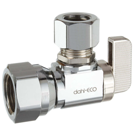 Dahl 611-53-32 1/2" FIP Inlet x 1/2" Copper Outlet Chrome Plated Brass (Lead Free) 1/4-Turn Angle Supply Stop