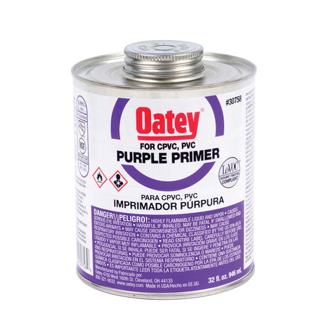 Oatey 30758 Purple Low VOC Primer, 32 oz Quart