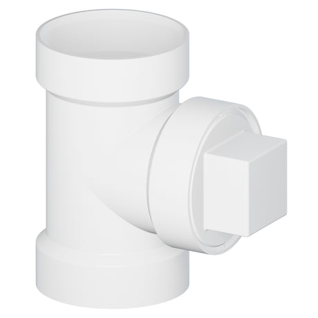 3 x 3 x 3" Hub x Hub x Cleanout PVC SCH 40 Straight Test Tee White