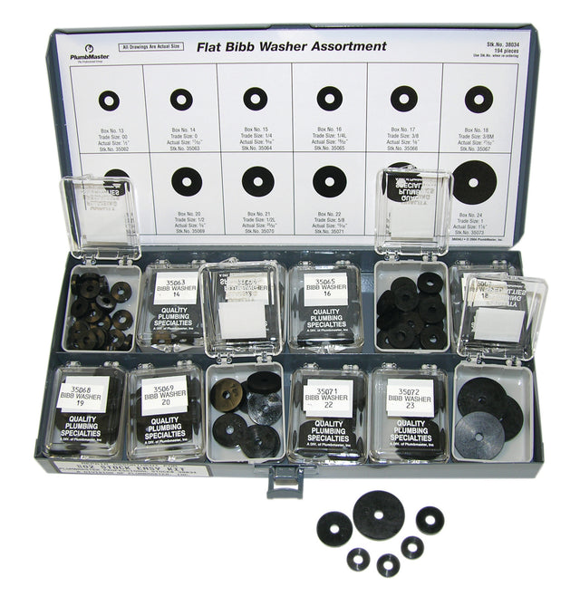 PlumbMaster Approved 39994 172-Pieces Economy Flat Bibb Washer Assortment Kit