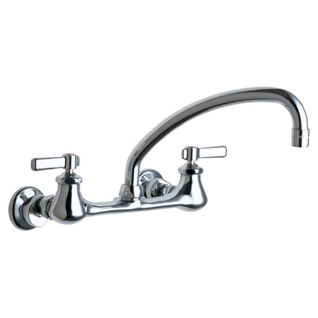 Chicago Faucets 540-LDL12ABCP No-Lead Brass Wall Mount 8" Widespread Universal Hot and Cold Water Sink Faucet, 2.2 gpm
