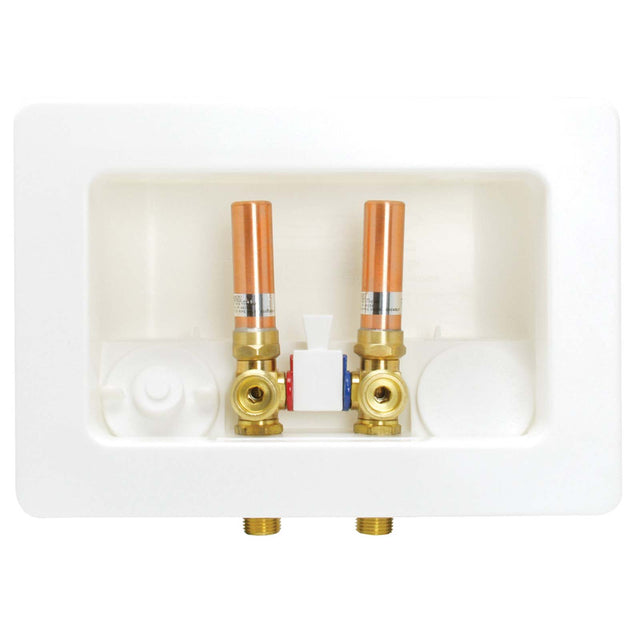 Kahuna OB-2111 1/2" Sweat Dual Outlet Box with 1/4 Turn Valve Plastic White