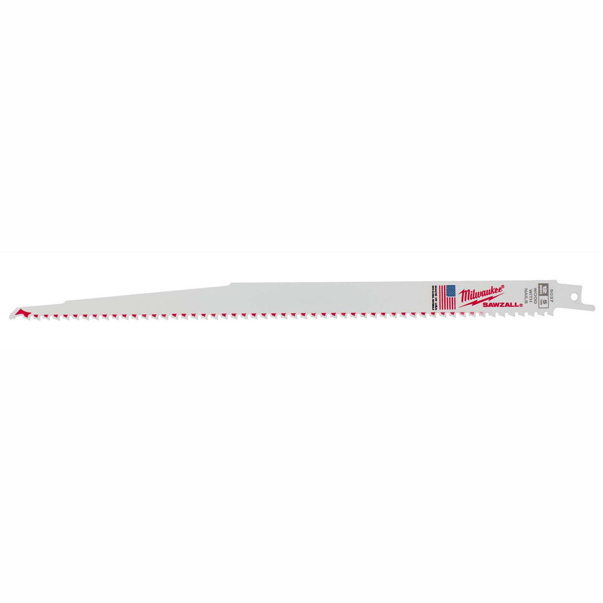 Milwaukee 48-00-5037 12" 5TPI Sawzall Blades, Thin Kerf, Wood (5 pack)