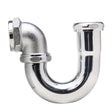 PlumbMaster Approved 53613 1-1/4" Ground Joint Inlet x 1-1/2" Ground Joint Outlet 17 Gauge Brass LA Code Trap without Cleanout Plug Chrome Plated