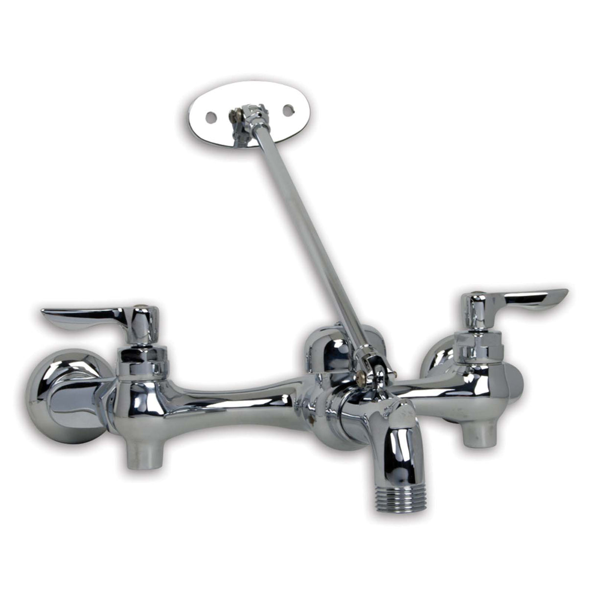 American Standard 8354112.002 Cast Brass Wall Mount 6 - 10" Widespread Service Sink Faucet with Top Brace, 20 gpm