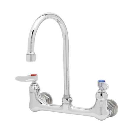 T&S B-0330 Cast Brass Wall Mount 8" Widespread Double Pantry Faucet, 23.09 gpm, Polished Chrome