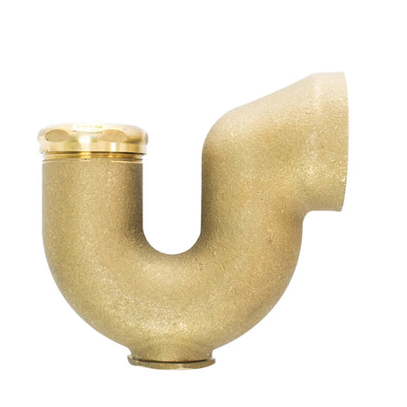 1-1/2" SJ OD Inlet x 2" Female IPS Outlet Cast Brass NY Code Trap with Cleanout Plug Rough Brass