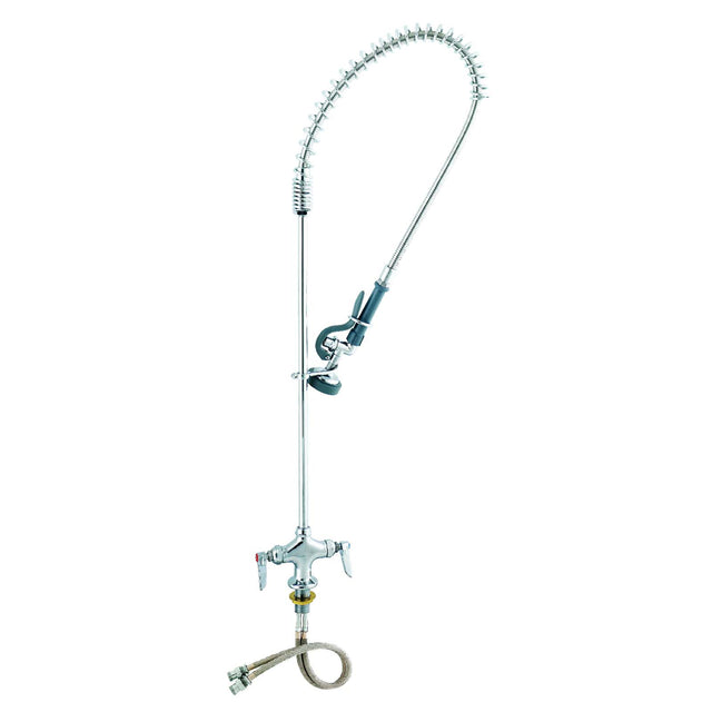 Single Hole Deck Mount 42-1/16" High Pre-Rinse Faucet with 44" Hose, Lever Handles