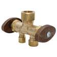 BrassCraft CR1900DVSX R 1/2" x 3/8" x 1/4" Rough Brass (Lead Free) Encore Multi-Turn Dual Outlet Shut-Off Stop