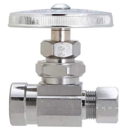 BrassCraft TR12X C 1/2" FIP x 3/8" OD Compression Brass Multi-Turn Straight Stop