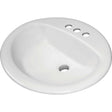 Sloan SS-3002 Vitreous China 4" Centerset 3-Hole Self-Rimming Drop-In Lavatory Sink, 20 x 17 x 8", White