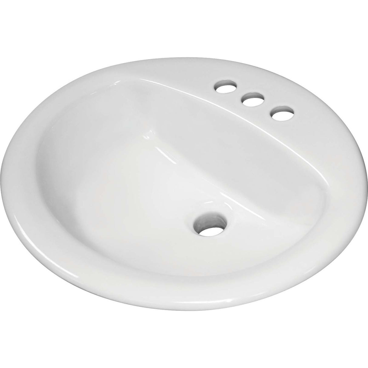 Sloan SS-3002 Vitreous China 4" Centerset 3-Hole Self-Rimming Drop-In Lavatory Sink, 20 x 17 x 8", White