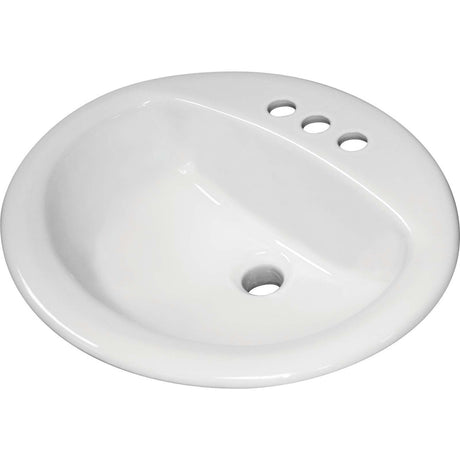 Sloan SS-3002 Vitreous China 4" Centerset 3-Hole Self-Rimming Drop-In Lavatory Sink, 20 x 17 x 8", White