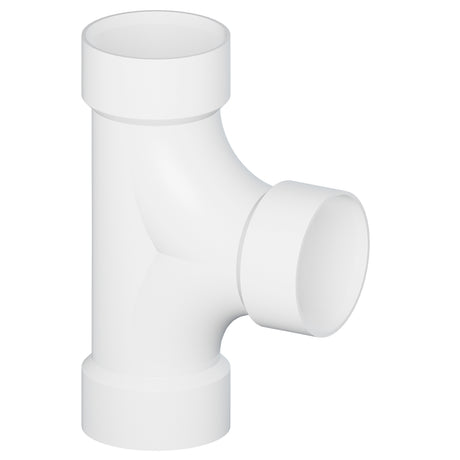 4" Hub PVC SCH 40 Straight 2-Way Cleanout Tee White
