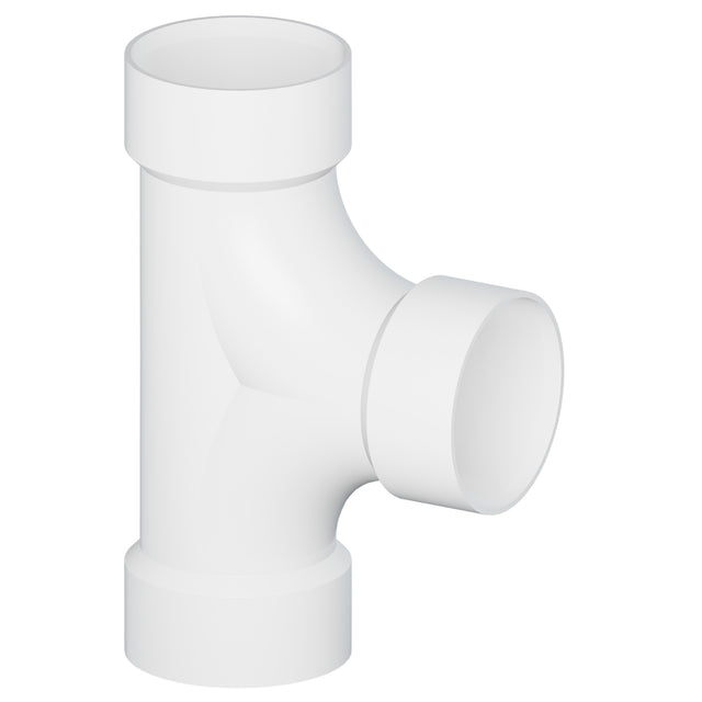 4" Hub PVC SCH 40 Straight 2-Way Cleanout Tee White