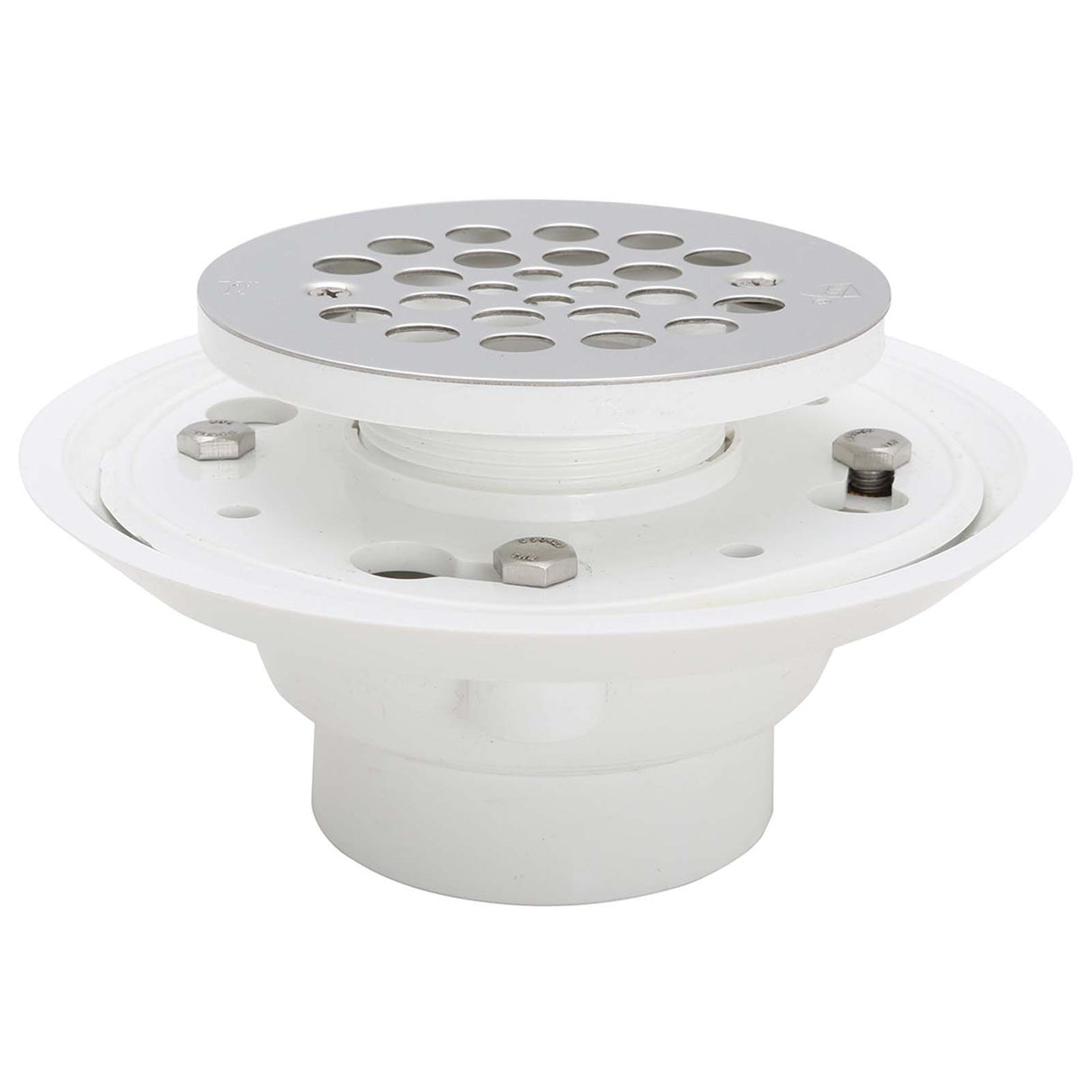 IPS Corp 63608 2 or 3" Pipe PVC Adjustable Low Profile Floor and Shower Drain with Reversible Clamping Ring Fits
