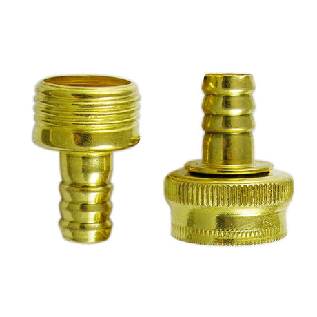 PlumbMaster Approved 52152 5/8" Hose Barb x 3/4" MHT x 3/4" FHT Swivel Brass Garden Hose Coupling