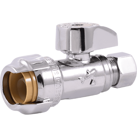 SharkBite 23037-0000LF 1/2 in x 3/8 in Compression - Brass Push Straight Stop
