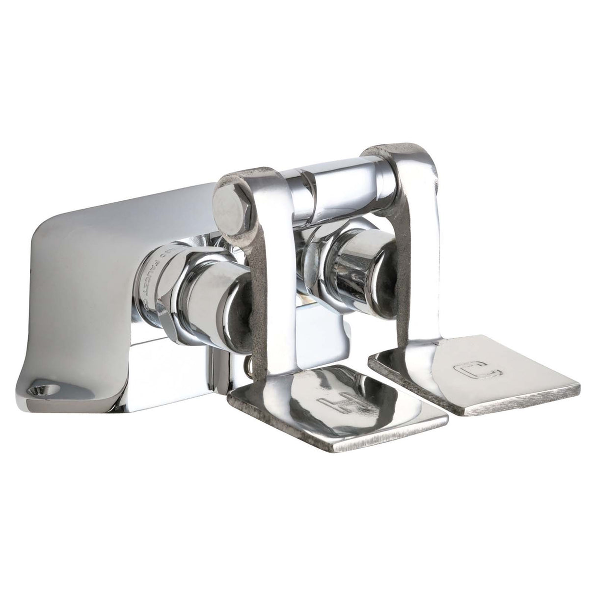 Chicago Faucets 625-ABCP Chrome Plated ECAST Hot and Cold Double Pedal No-Lead Water Pedal Box with Short Pedals
