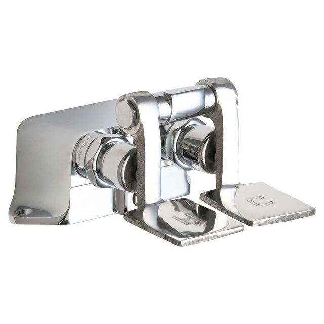 Chicago Faucets 625-ABCP Chrome Plated ECAST Hot and Cold Double Pedal No-Lead Water Pedal Box with Short Pedals