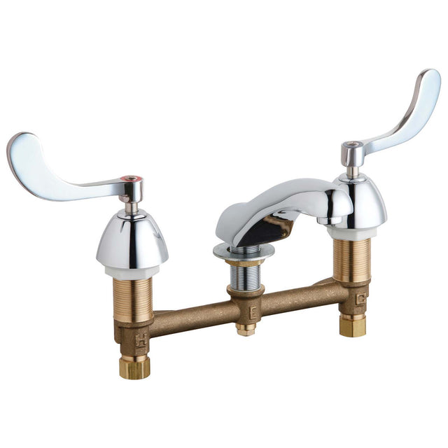 Chicago Faucets 404-317ABCP Solid Brass Deck Mount 8" Centerset Concealed Hot and Cold Water Sink Faucet, 2.2 gpm, Chrome