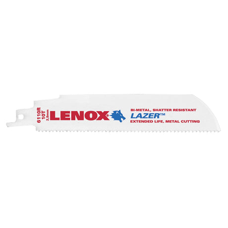 Lenox Lazer 201706110R Bi-Metal Reciprocating Saw Blade, 6" L x 1" W x 0.042" Thickness, 10 TPI (5 pack)