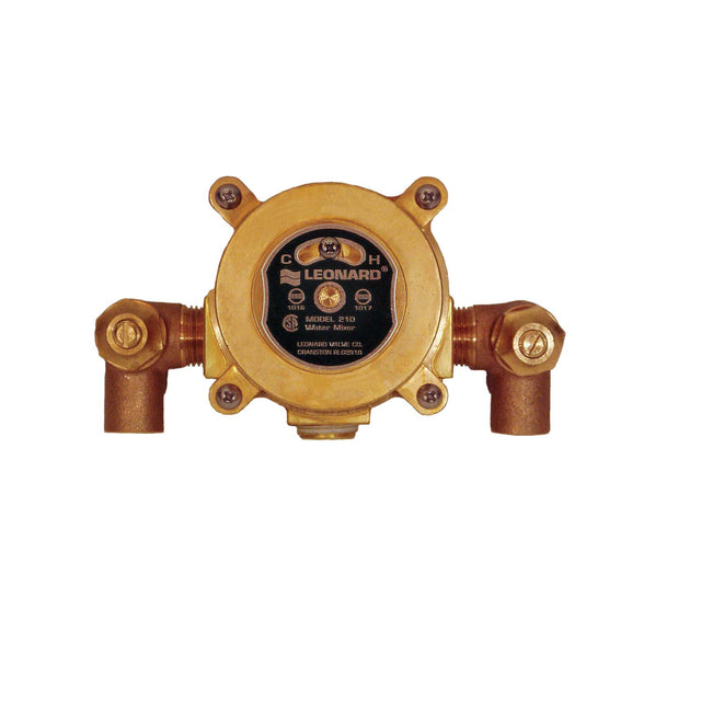 Leonard 210-LF-F Lead-Free Master Thermostatic Mixing Valve, 1/2" Sweat, 0.5 - 9 gpm, Rough Bronze