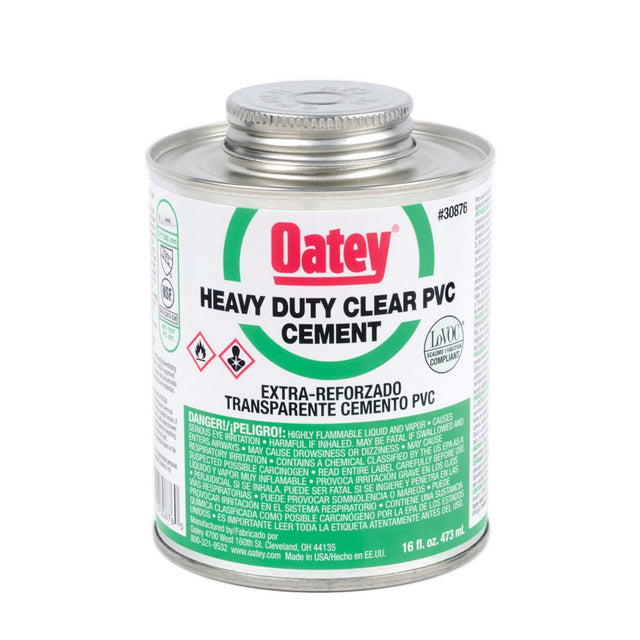 Oatey 30876 Heavy-Duty PVC Cement, 16 oz Can, Clear