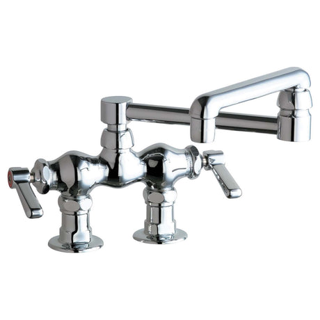 Chicago Faucets 772-DJ13ABCP No-Lead Solid Brass Deck Mount 3-3/8" Centerset Hot and Cold Water Sink Faucet, 2.2 gpm