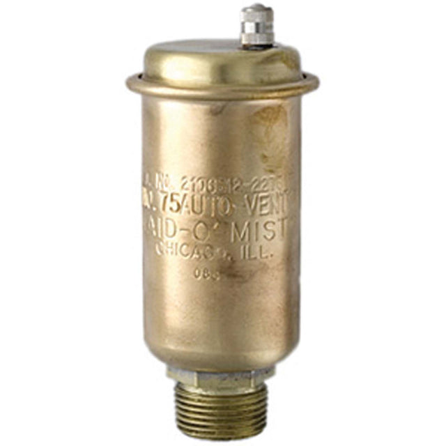 Maid-O-Mist 3/4" Male x 1/2" Female Auto-Vents No. 75 Brass Straight Vertical Mount Automatic Air Vent