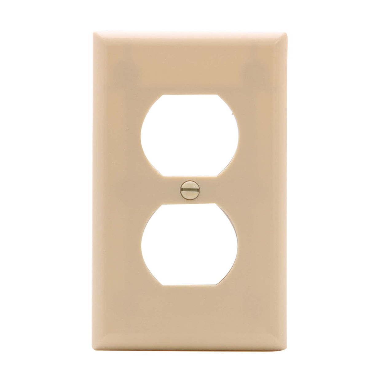 Eaton 67037 Plastic Standard Duplex Receptacle Wall Plate, Ivory, 1 Gang