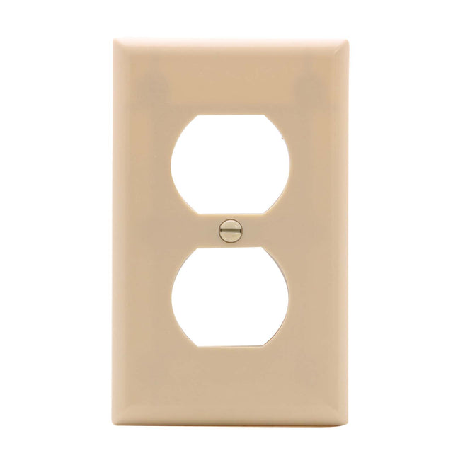 Eaton 67037 Plastic Standard Duplex Receptacle Wall Plate, Ivory, 1 Gang