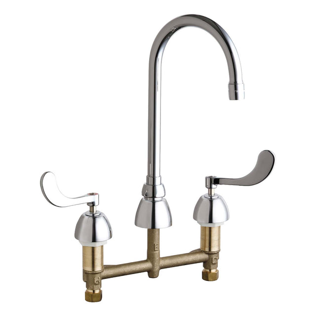 Deck Mounted Centerset Universal Concealed Hot and Cold Water Sink Faucet with 8" Centers, Wrist Blade Handles