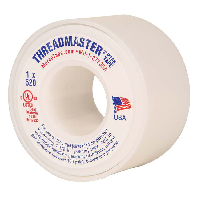 PlumbMaster Approved 36389 Teflon Thread Seal Tape (Domestic), 1 x 520"